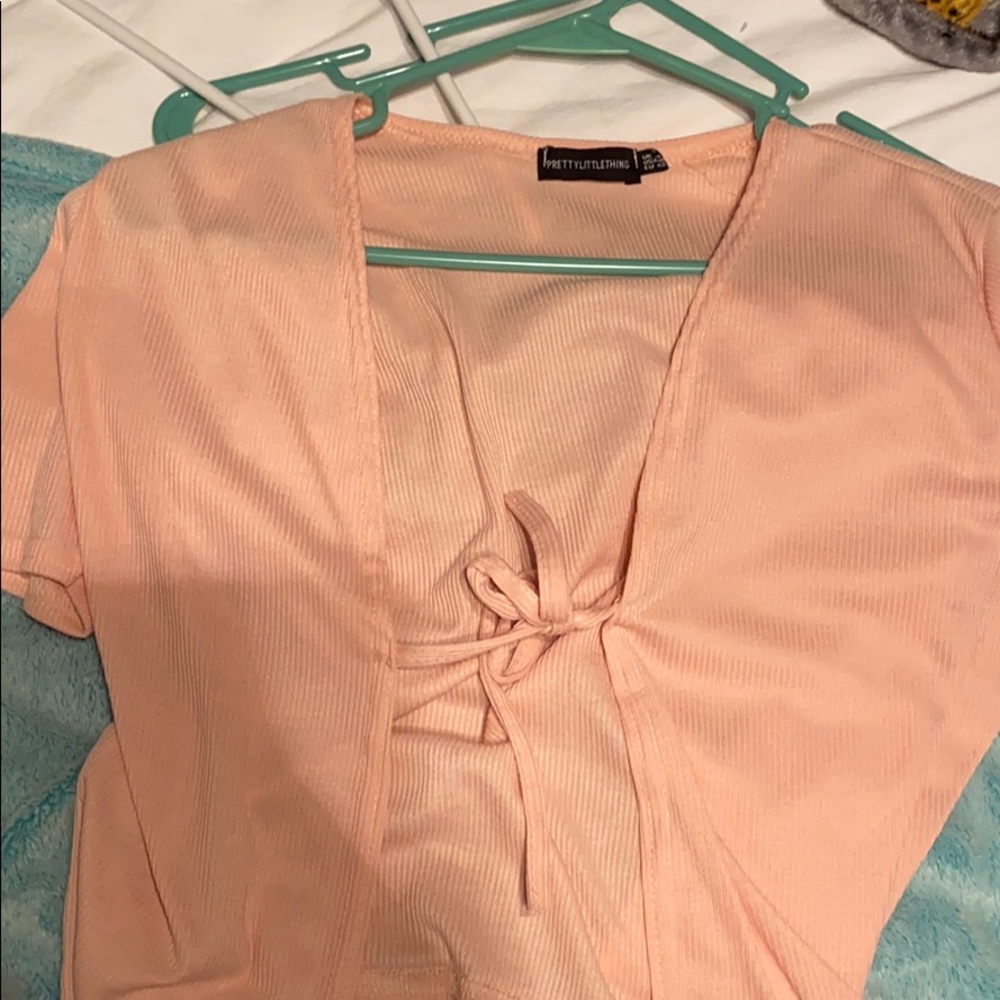Front tie pink top